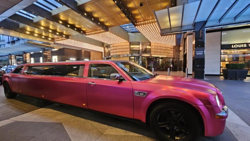 Mr President Limo Hire - Pink Chrysler 300 Limousine